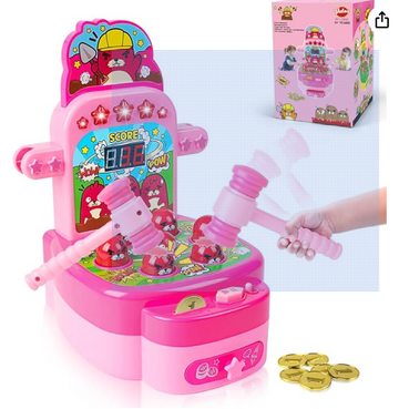 VATOS Whack Game Mole, Mini Electronic Arcade Game with 2 Hammers, Pounding Toys Toddler Toys for 3 4 5 6 7 8 Years Old Boys Girls, Whack Game Mole Toy, Developmental Toy Interactive Toy (Pink)